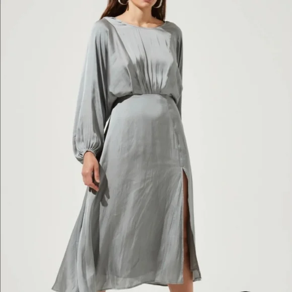 knee length dresses for ladies Pleated dolman sleeve dress